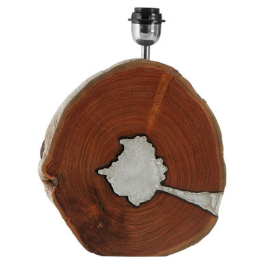 Natural Acacia Wood Table Lamp with Silver Aluminium Inlay