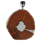 Natural Acacia Wood Table Lamp with Silver Aluminium Inlay