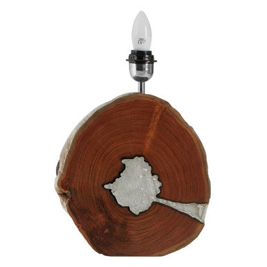 Natural Acacia Wood Table Lamp with Silver Aluminium Inlay