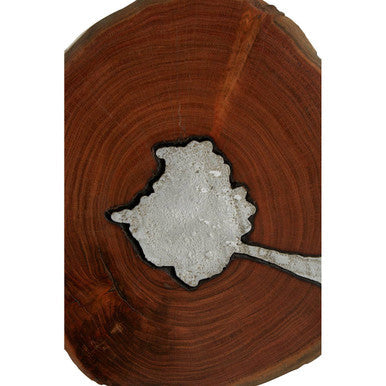 Natural Acacia Wood Table Lamp with Silver Aluminium Inlay