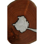 Natural Acacia Wood Table Lamp with Silver Aluminium Inlay