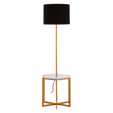 White Marble Base and Gold Finish Floor Lamp