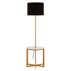 White Marble Base and Gold Finish Floor Lamp