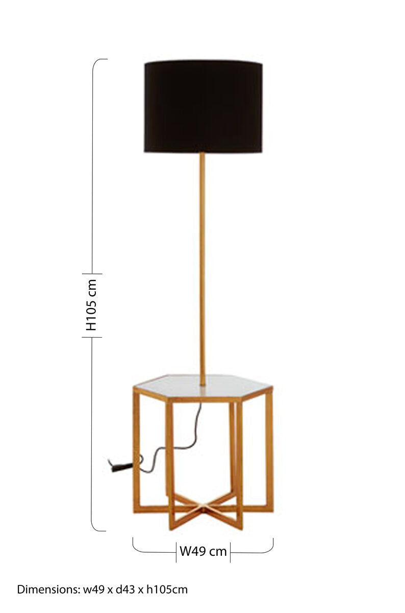 White Marble Base and Gold Finish Floor Lamp