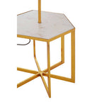 White Marble Base and Gold Finish Floor Lamp