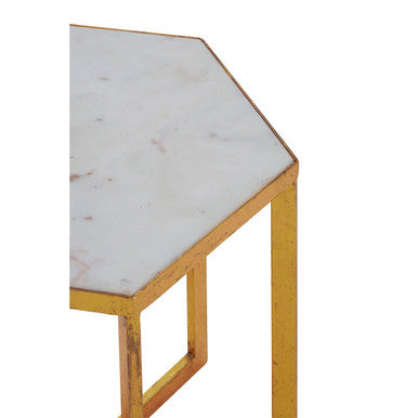 White Marble Base and Gold Finish Floor Lamp