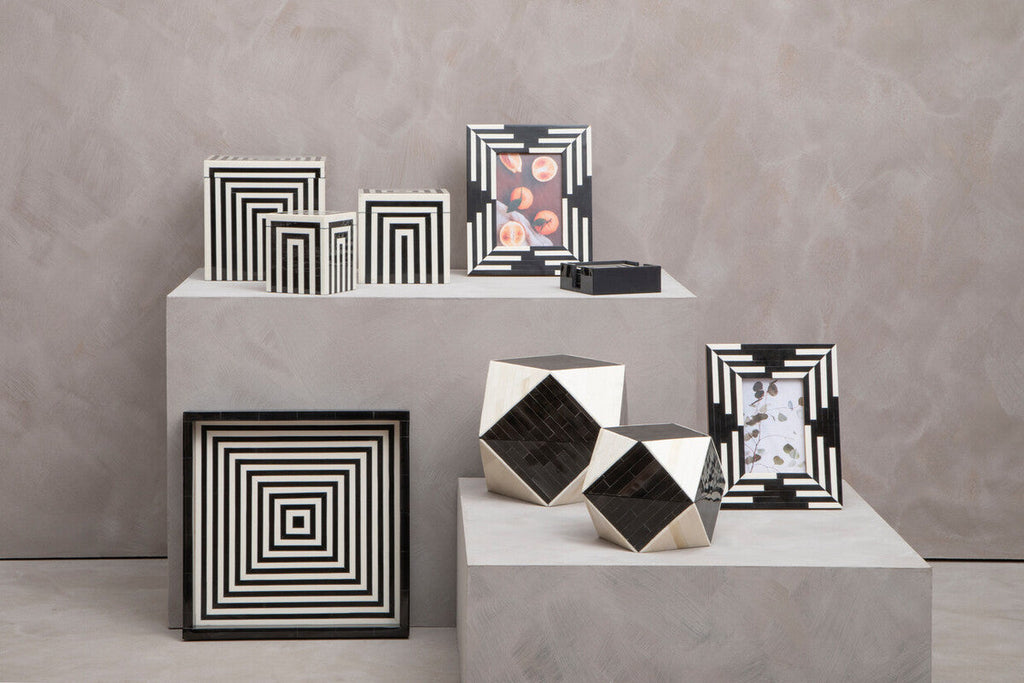 Black and White Stripe Photo Frame 5x7