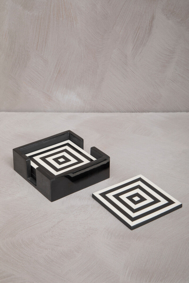 Set of 4 Black and White Marble Coasters