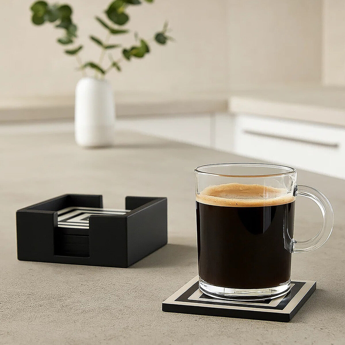 Set of 4 Black and White Marble Coasters