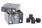 Grey Bone Dice Box with 5 Black Dice