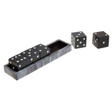 Grey Bone Dice Set with Black Dice