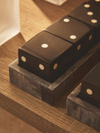 Grey Bone Dice Set with Black Dice