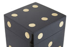 Black and Gold Dice Box with 5 Black Dice