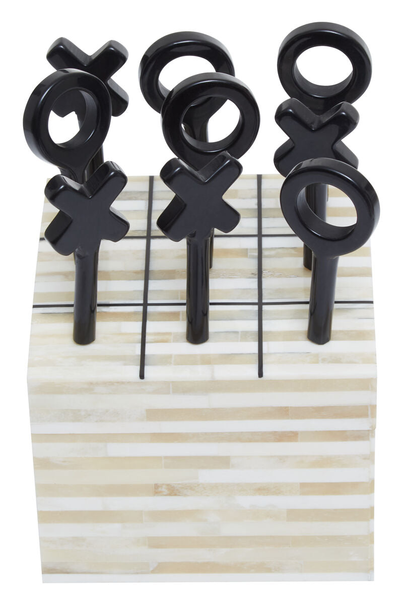 Cream and Black Bone Noughts & Crosses