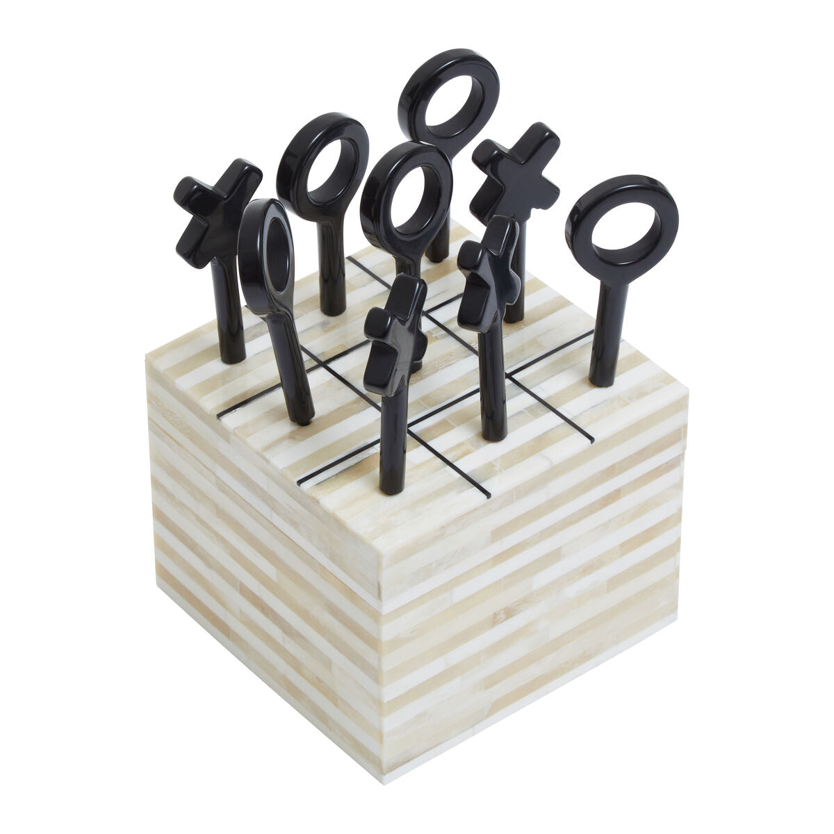 Cream and Black Bone Noughts & Crosses