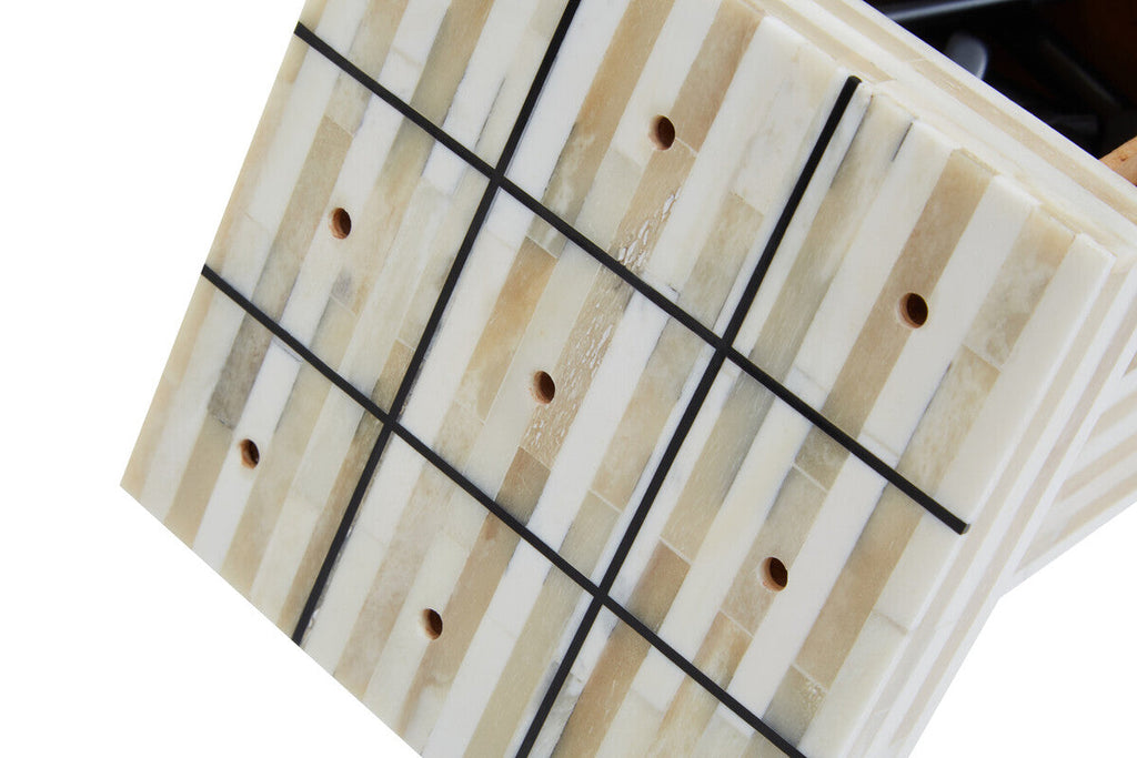 Cream and Black Bone Noughts & Crosses