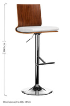 Walnut and White Bar Chair with Square Back