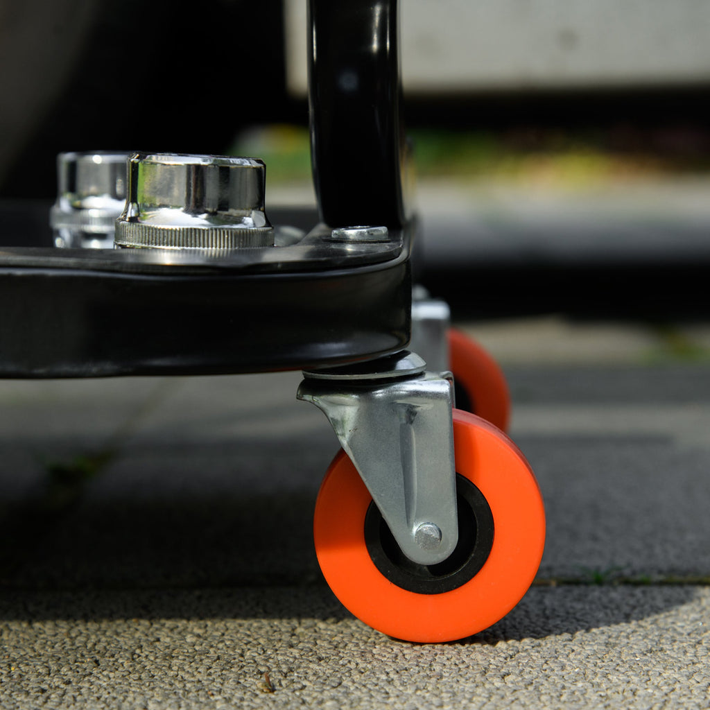 Workshop Stool, Rolling Mechanic Stool with 360 Degree Swivel, Red