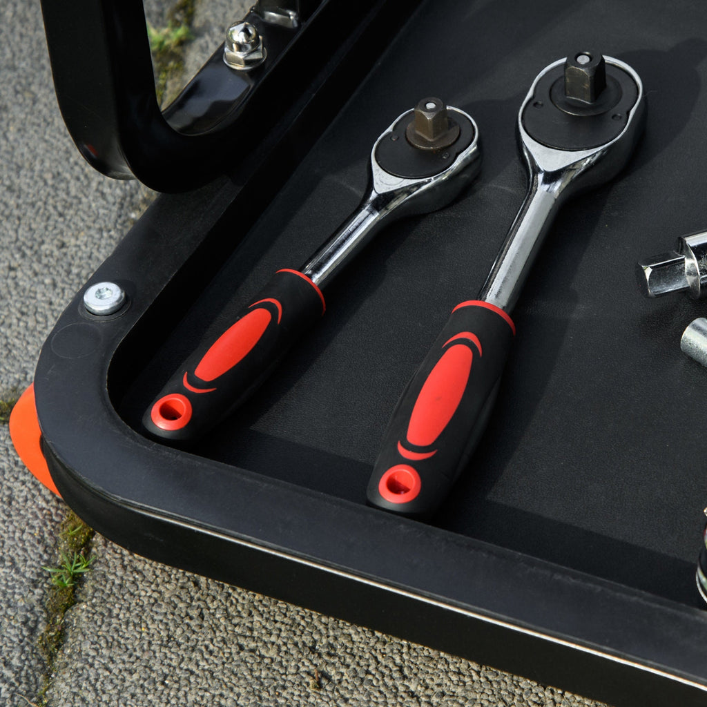 Workshop Stool, Rolling Mechanic Stool with 360 Degree Swivel, Red