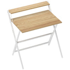 Folding Computer Desk with Monitor Shelf - Natural Wood Finish 81.5 cm