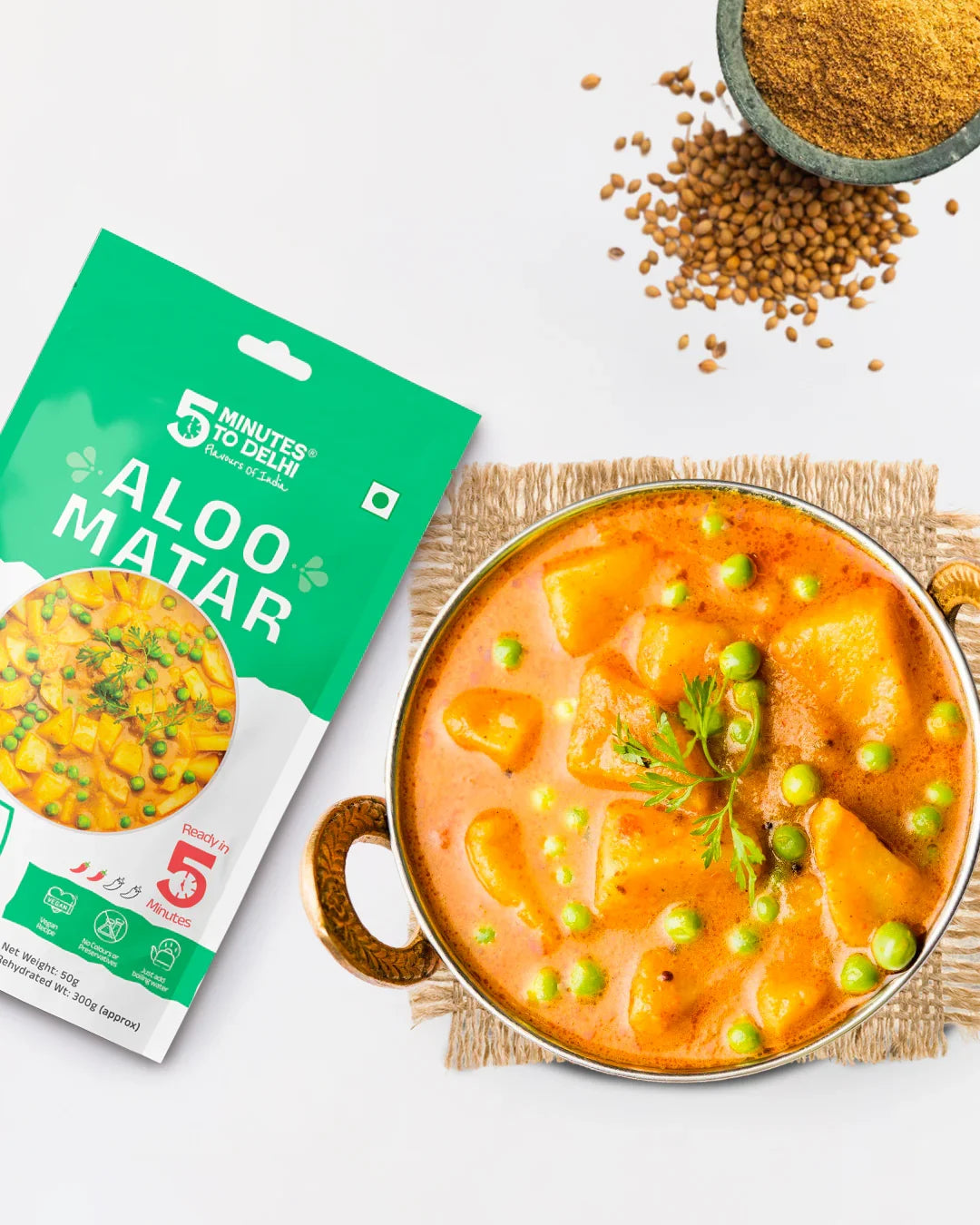 5 Minutes To Delhi Aloo Matar Camping Meal (Vegan)