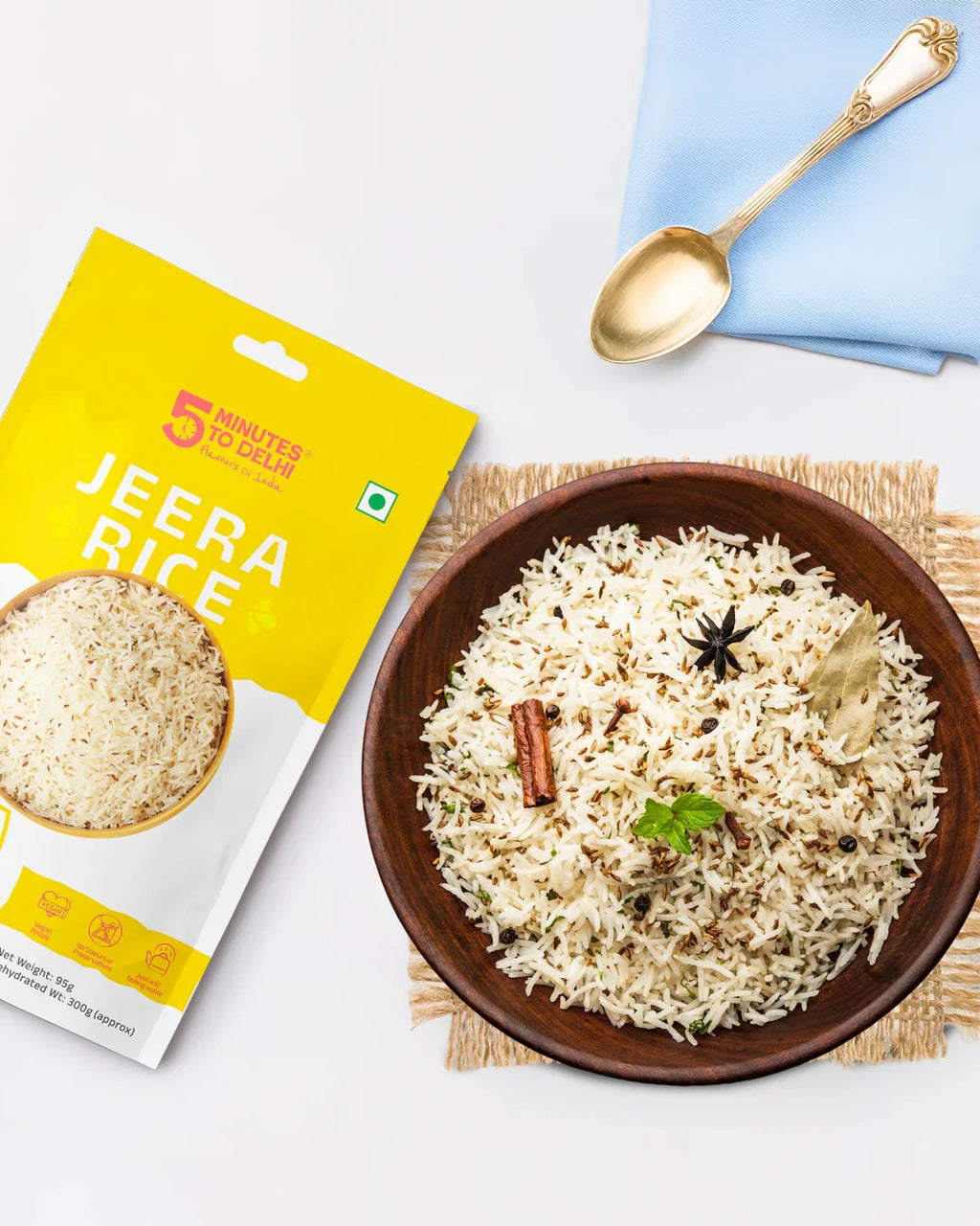 5 Minutes To Delhi Jeera Rice Camping Meal (Vegan)