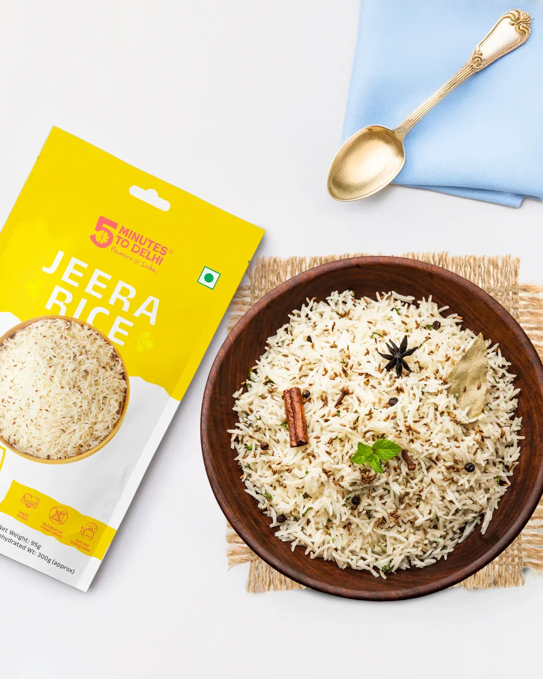 5 Minutes To Delhi Jeera Rice Camping Meal (Vegan)
