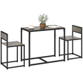 3 Piece Dining Table Set with Metal Frame Grey Wood-Effect