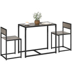 3 Piece Dining Table Set with Metal Frame Grey Wood-Effect