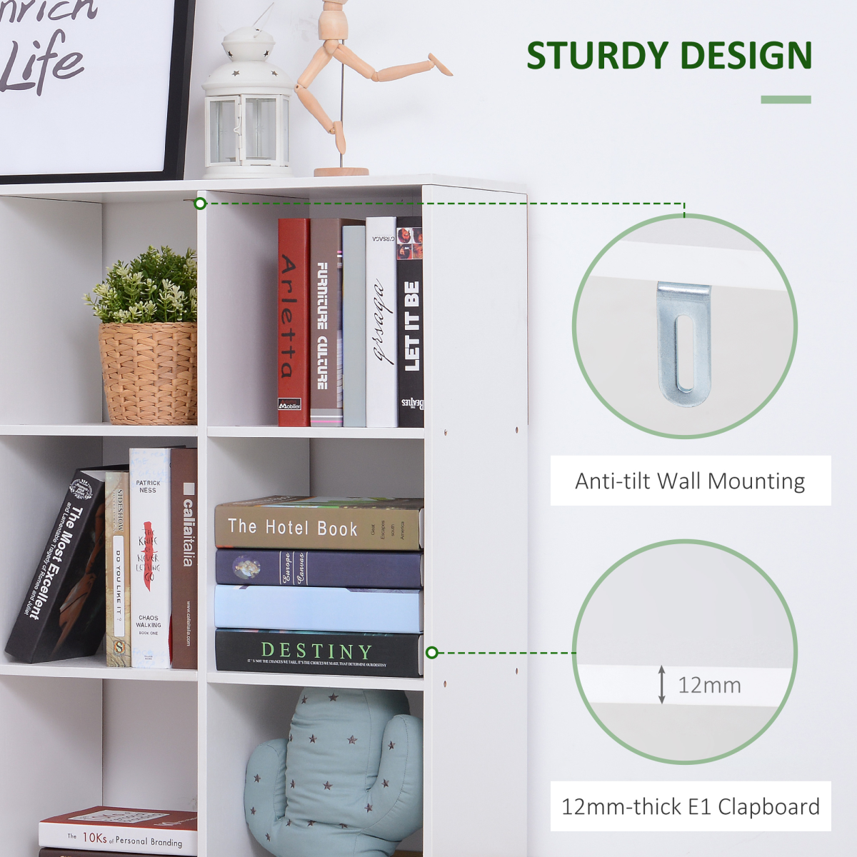 9 Cube Storage Cupboard Bookcase Bookshelf Home Office, White
