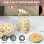 Glass Food Storage Jars with Bamboo Lids - 900ml - 3 PACK