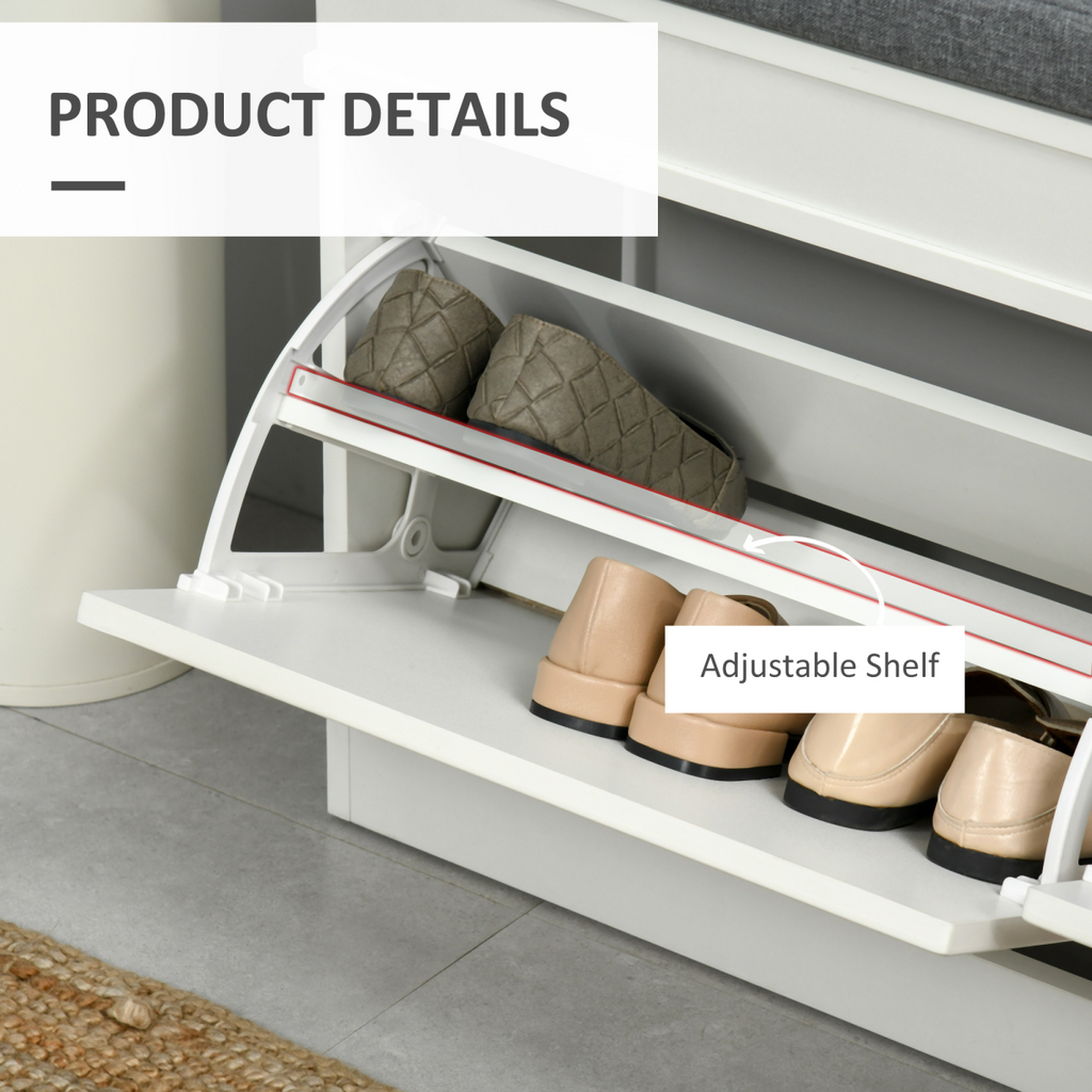 Shoe Storage Bench with Seat Cushion Cabinet Organizer with 2 Drawers