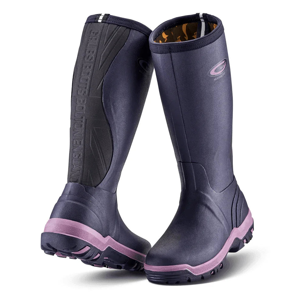 Grubs Rainline Lightweight Rubber Stretch Wellington Boot Welly Various Colours AUBERGINE
