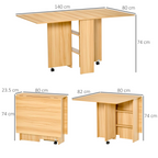 Foldable Dining Table with Storage Shelves for Kitchen, Dining Room
