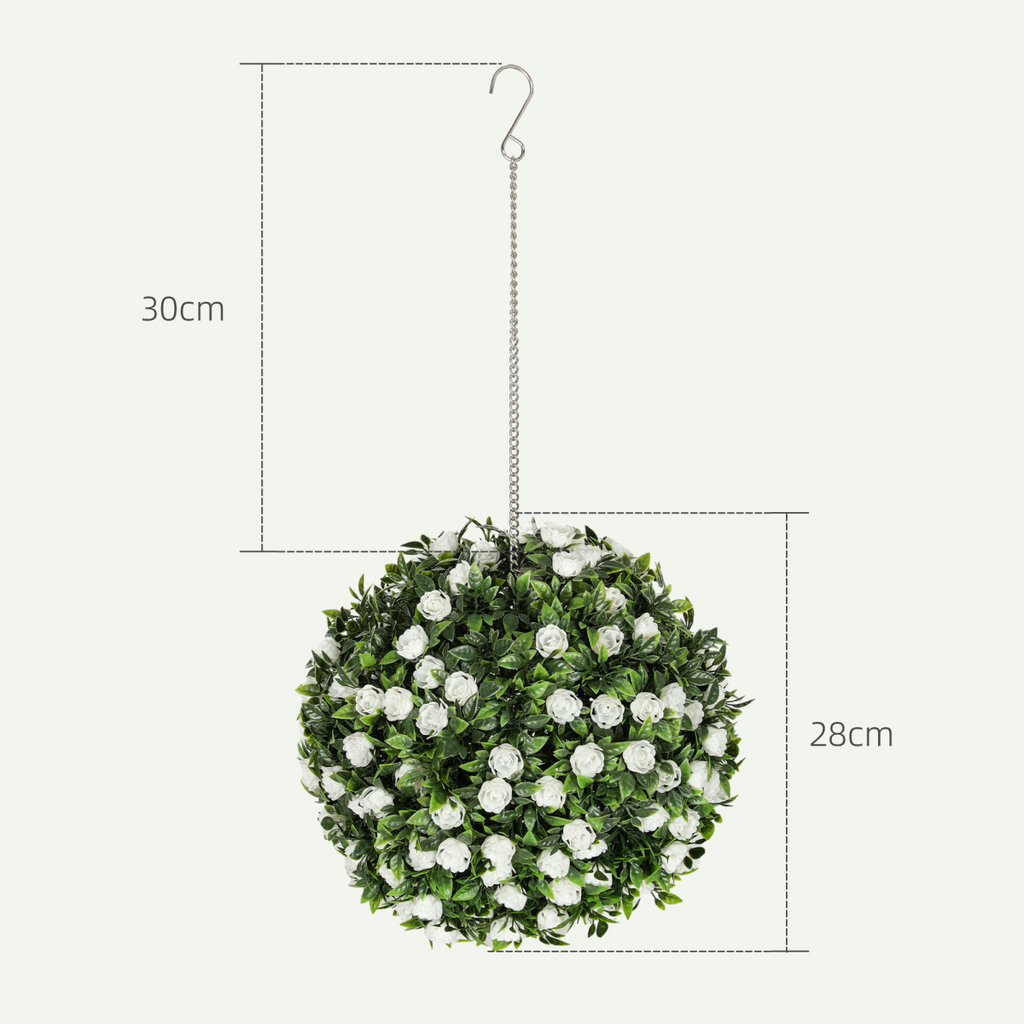 Set of 2 Artificial Plant Topiary Rose Balls, Faux Plants