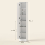 Tall Bathroom Cabinet with Mirror, High Gloss White
