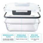 Glass Food Storage Containers 2 Sizes 1050ml and 370ml 10 Pack