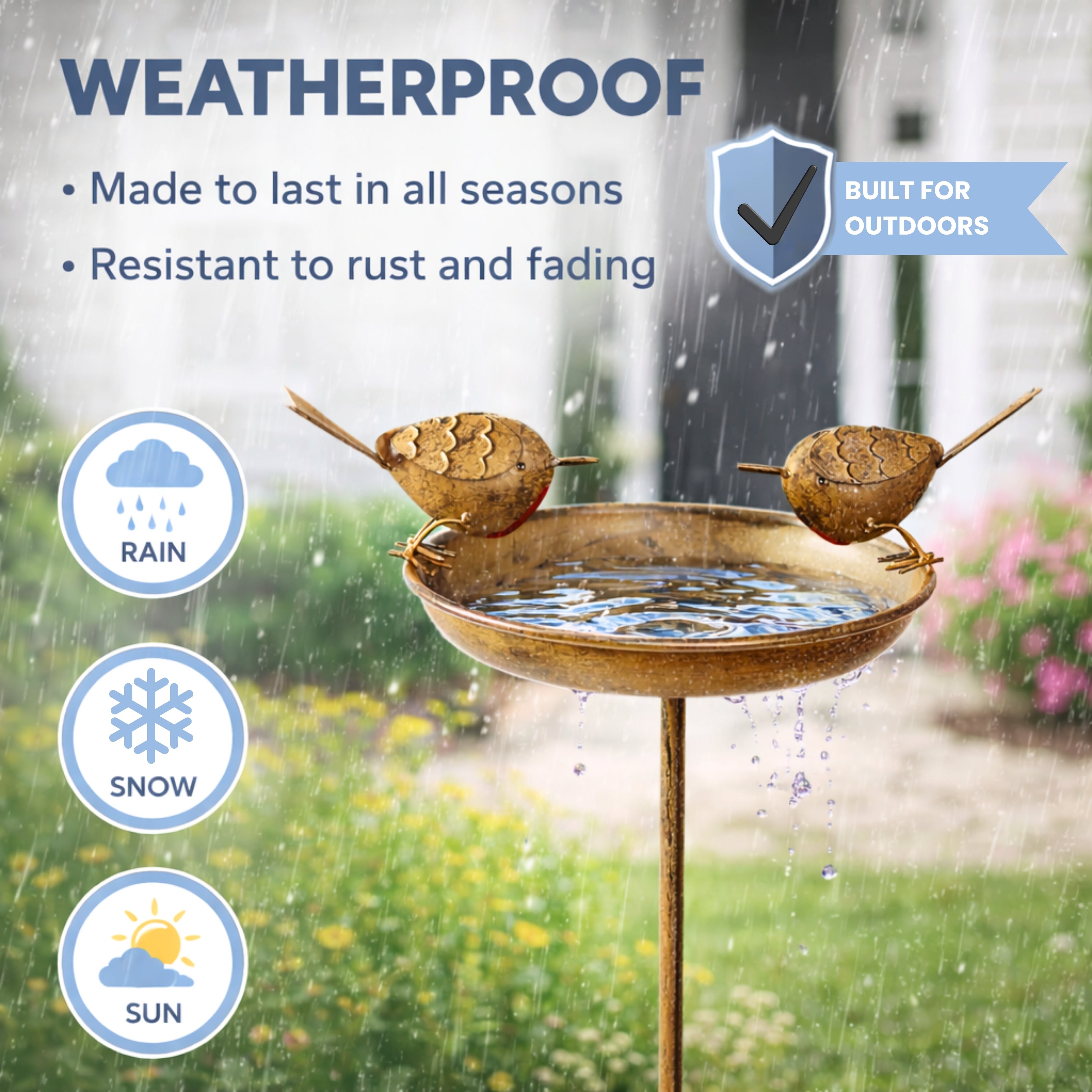 Robin Bird Bath & Feeder Stake