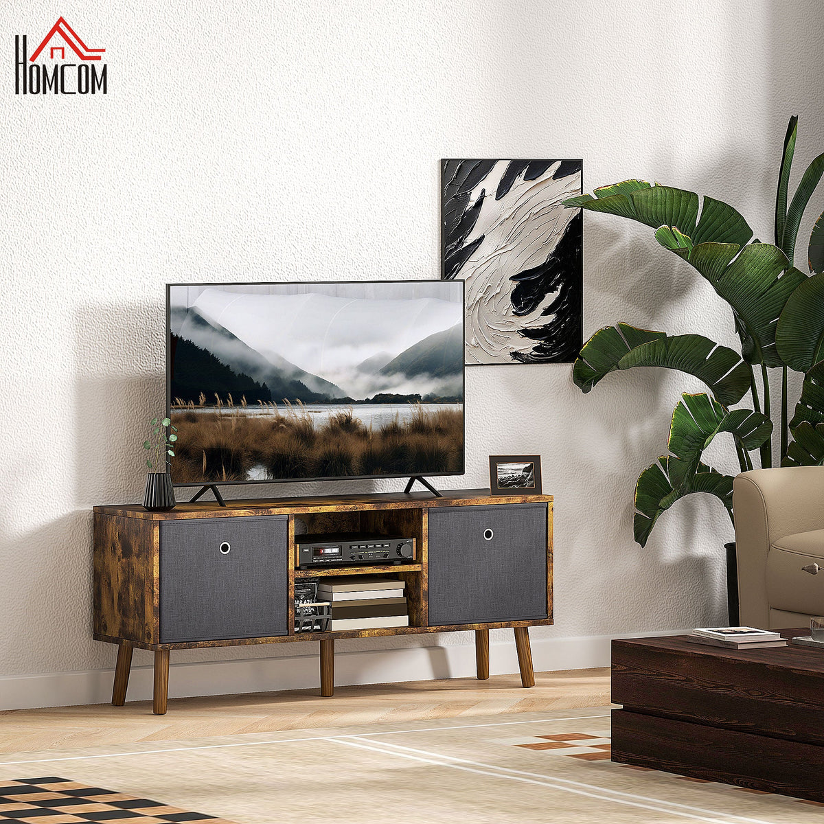 Modern TV Cabinet Stand w/ Shelves & Drawers, Bedroom