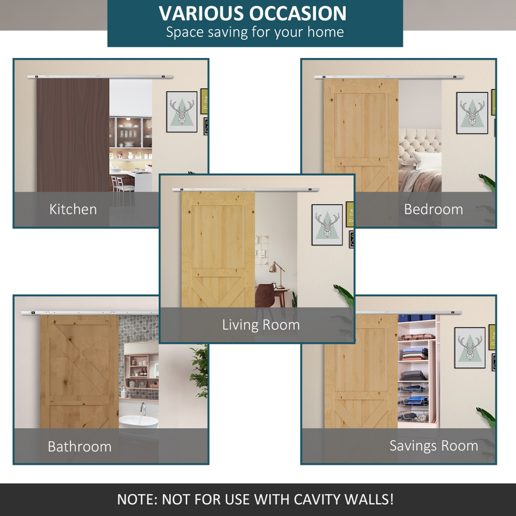 Modern Sliding Barn Door Hardware Kit Track System Gear Set Divider