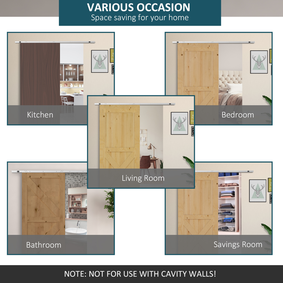 Modern Sliding Barn Door Hardware Kit Track System Gear Set Divider