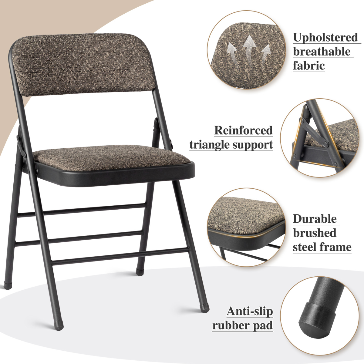 Set of 2 Padded Folding Conference Chairs with Frosted Iron Frame