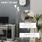 Modern Upright Floor Lamp with 3 Light, Steel Base for Living Room
