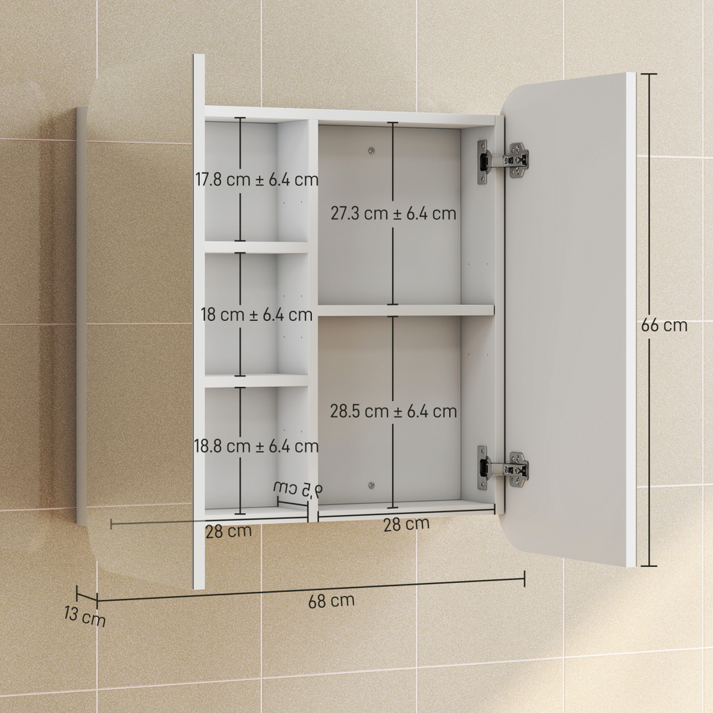 Arched Bathroom Mirror Cabinet, Wall Mounted