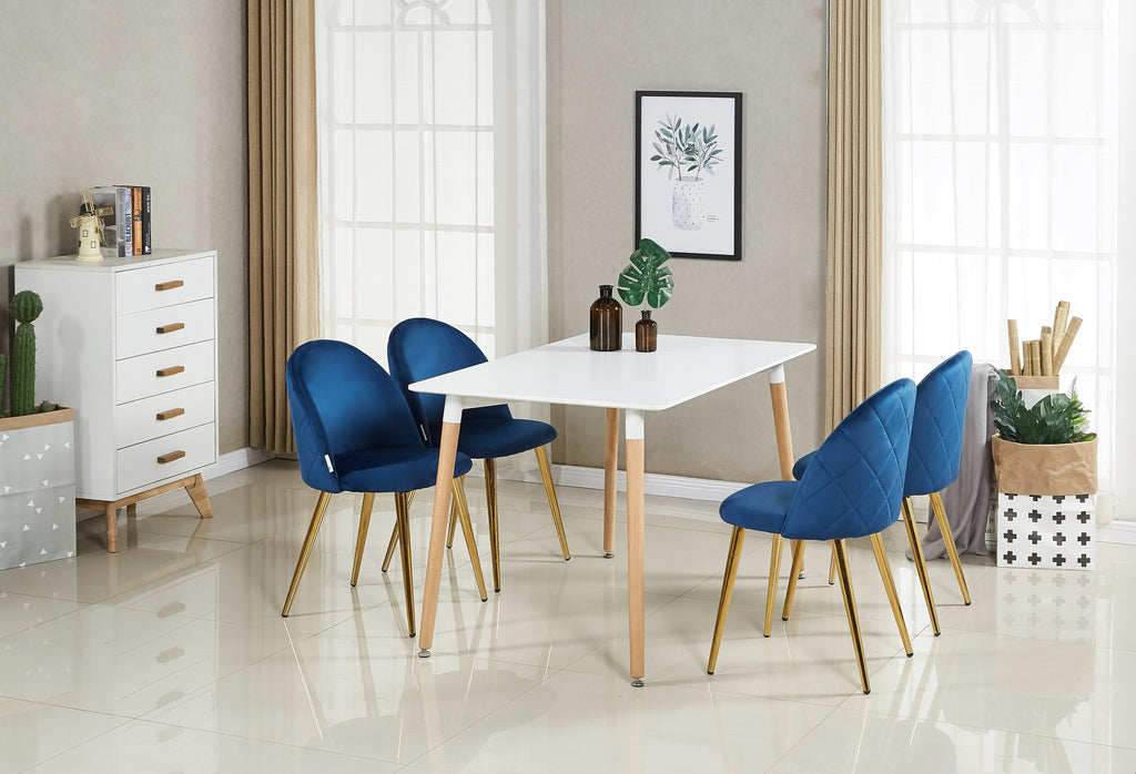 Halo Dining Set, a Table and Chairs Set of 4, White/Grey Royal Blue