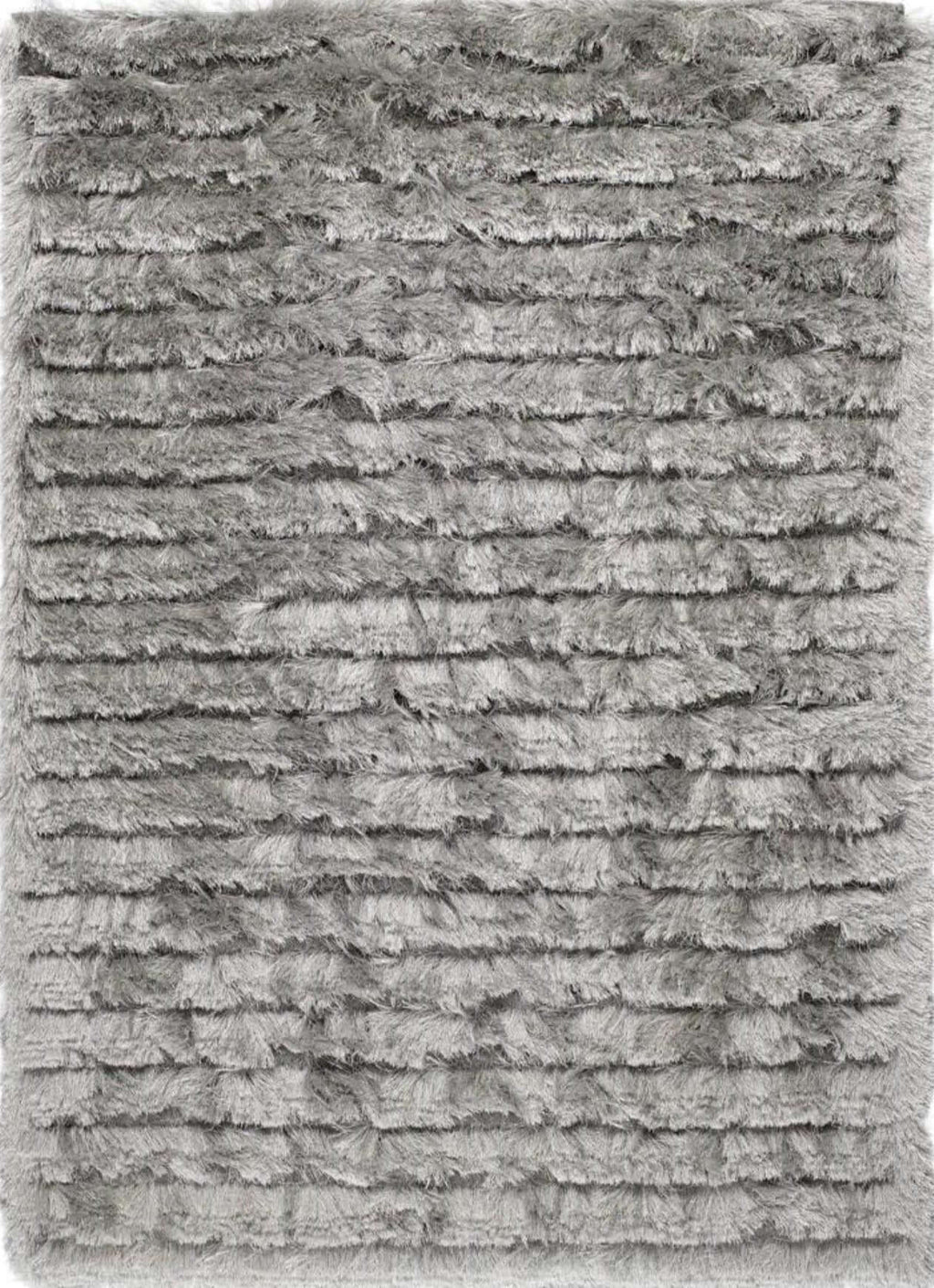 Carved Glamour Silver Grey Shaggy Rug 160X230 cm