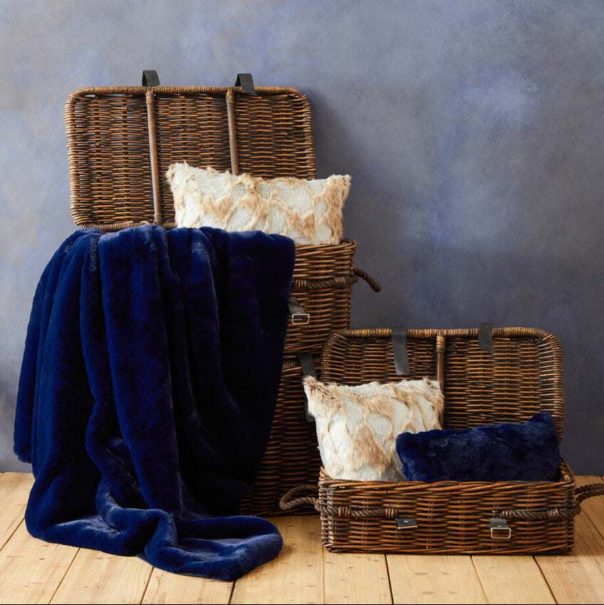 Bosie Navy Blue Faux Fur Throw