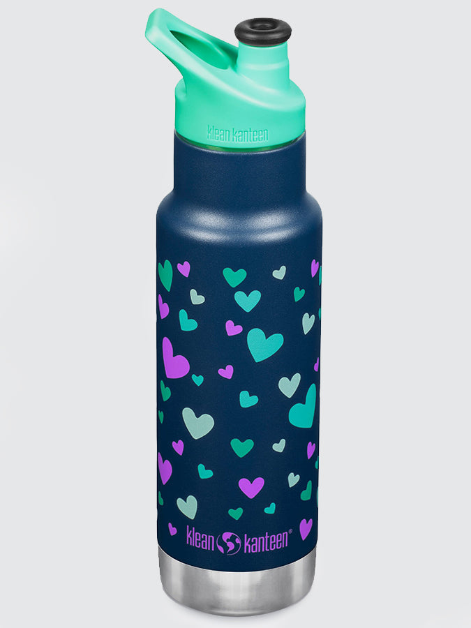 Klean Kanteen Kid Insulated Classic Sport Cap 12oz (355ml) Navy Hearts