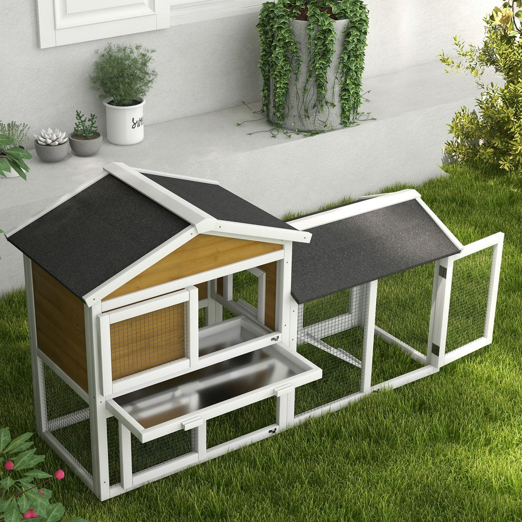 2-Tier Wooden Rabbit Bunny Guinea Hutch Small Pet House Ramp