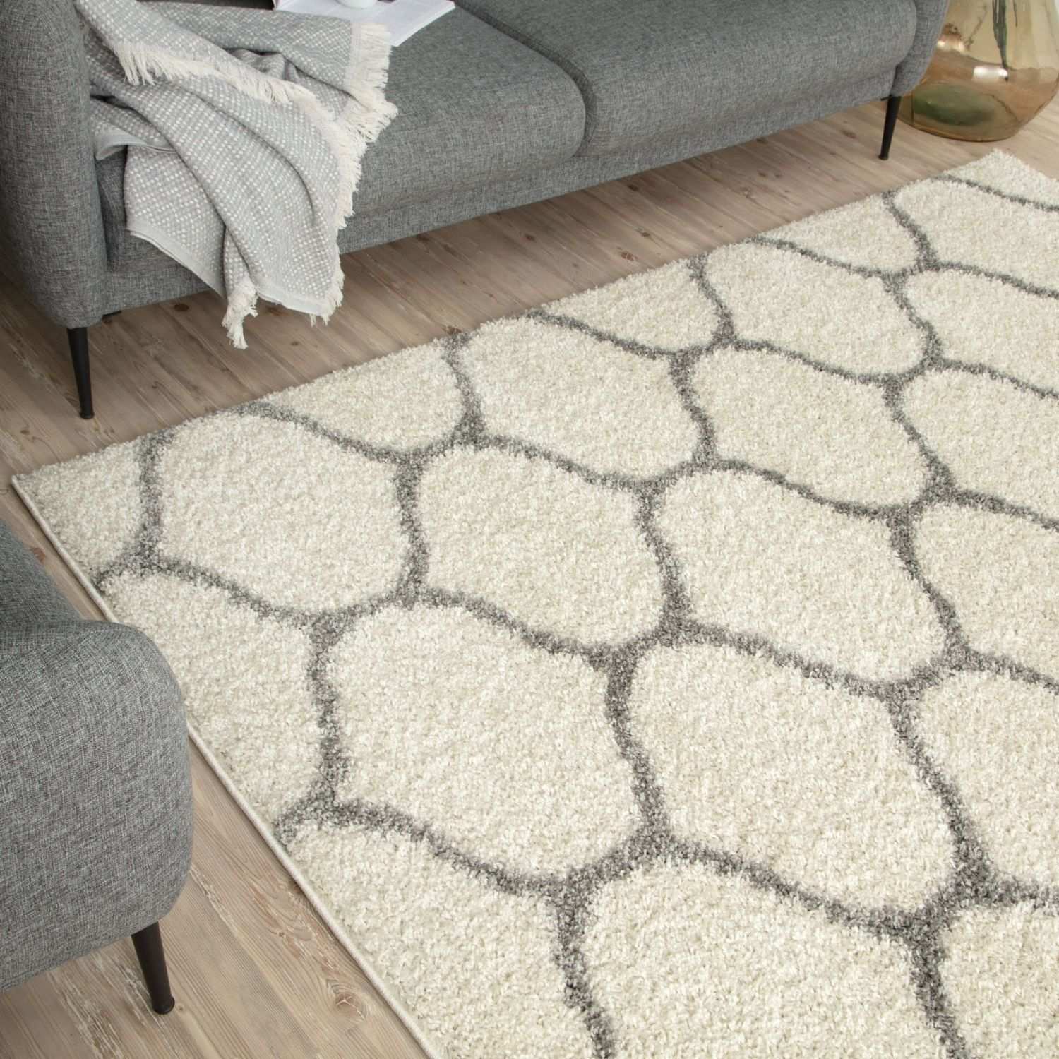 Moroccan Ivory Shaggy Rug